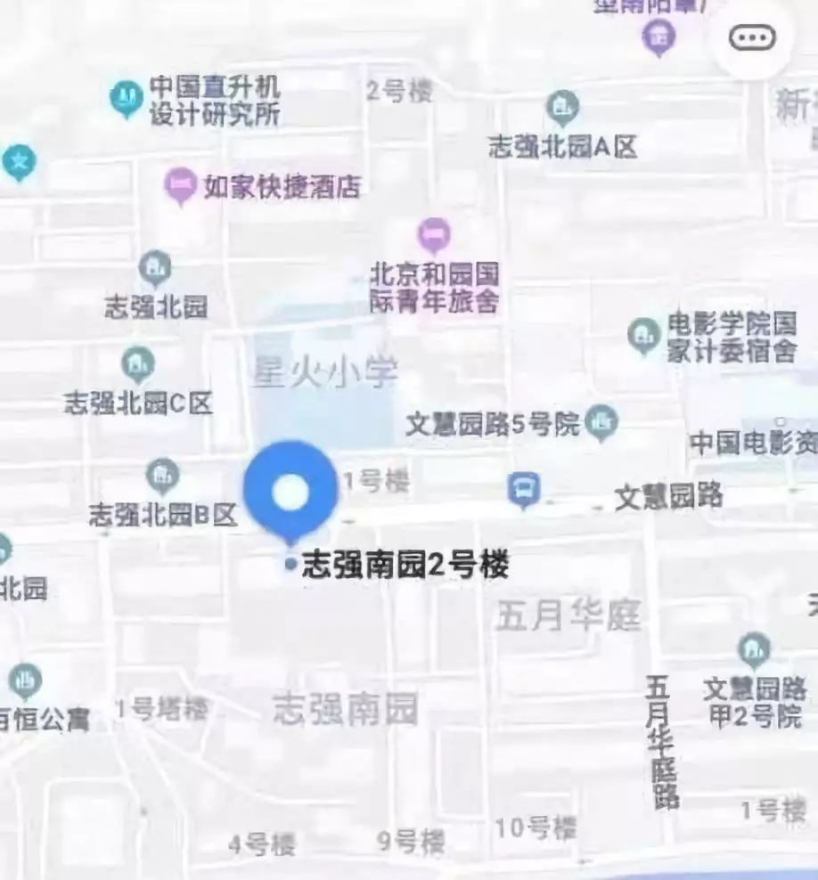 志强南园2号楼位置,北侧是志强北园小区/高德地图